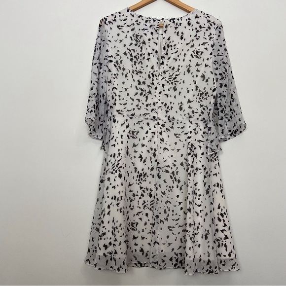 Sam Edelman dress woven chiffon peplum black white contemporary wide sleeves - Picture 3 of 13